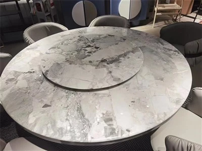 Трапезна маса от светло сив мрамор